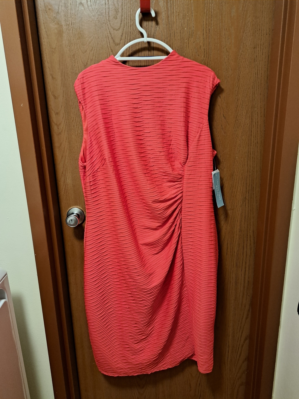 London Times Coral Textured Midi Dress